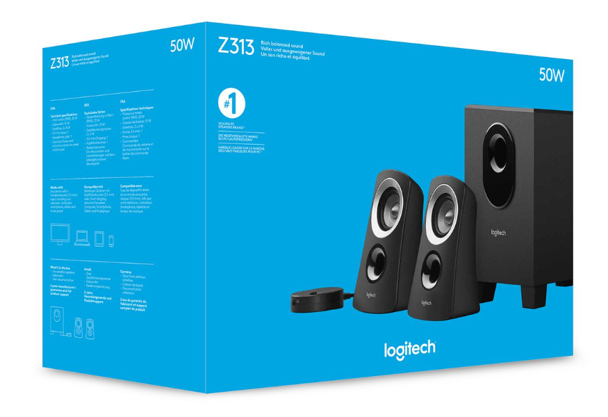 Logitech Z313 Multimedia Speaker System, Subwoofer, 50W, Strong Bass