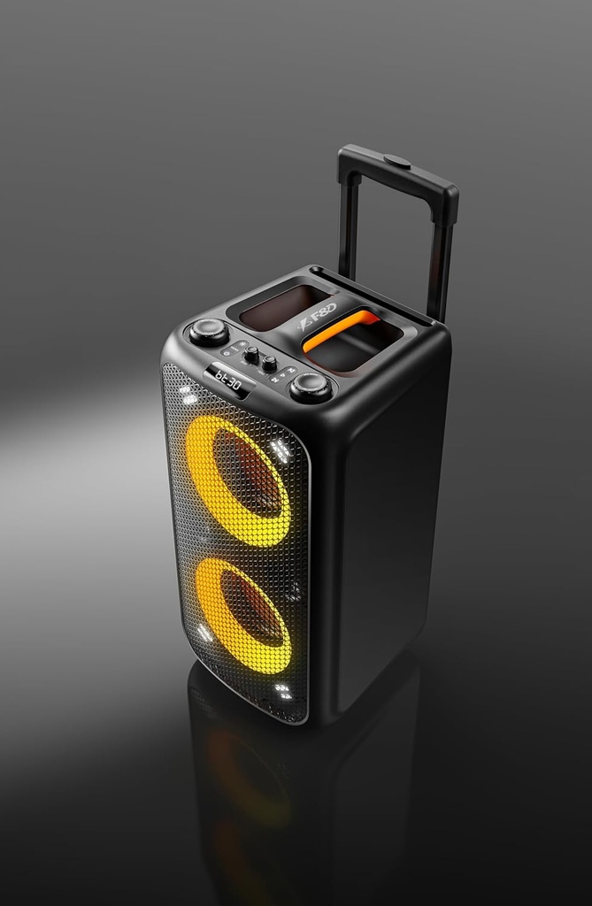 F&amp;D PA200 Wireless Bluetooth Party Speaker, 160W Dynamic Light Show Upto 12Hrs Playtime, Built-in Powerbank Guitar &amp; Mic