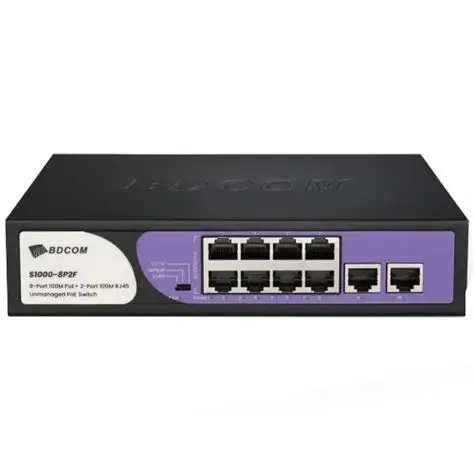 BDCOM S1000-8P2F | 8-PORT 100M POE + 2-PORT 100M RJ45 UNMANAGED POE SWITCH