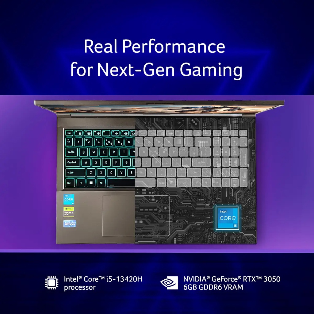 Acer Aspire 7 (A715-79G) | Intel Core i5-13420H | 16GB DDR4 Memory | 512GB SSD | NVIDIA® GeForce RTX™ 3050 with 6GB DDR6 Dedicated VRAM | 15.6&quot; Antiglare FHD Display | Backlit KB | Gaming Laptop