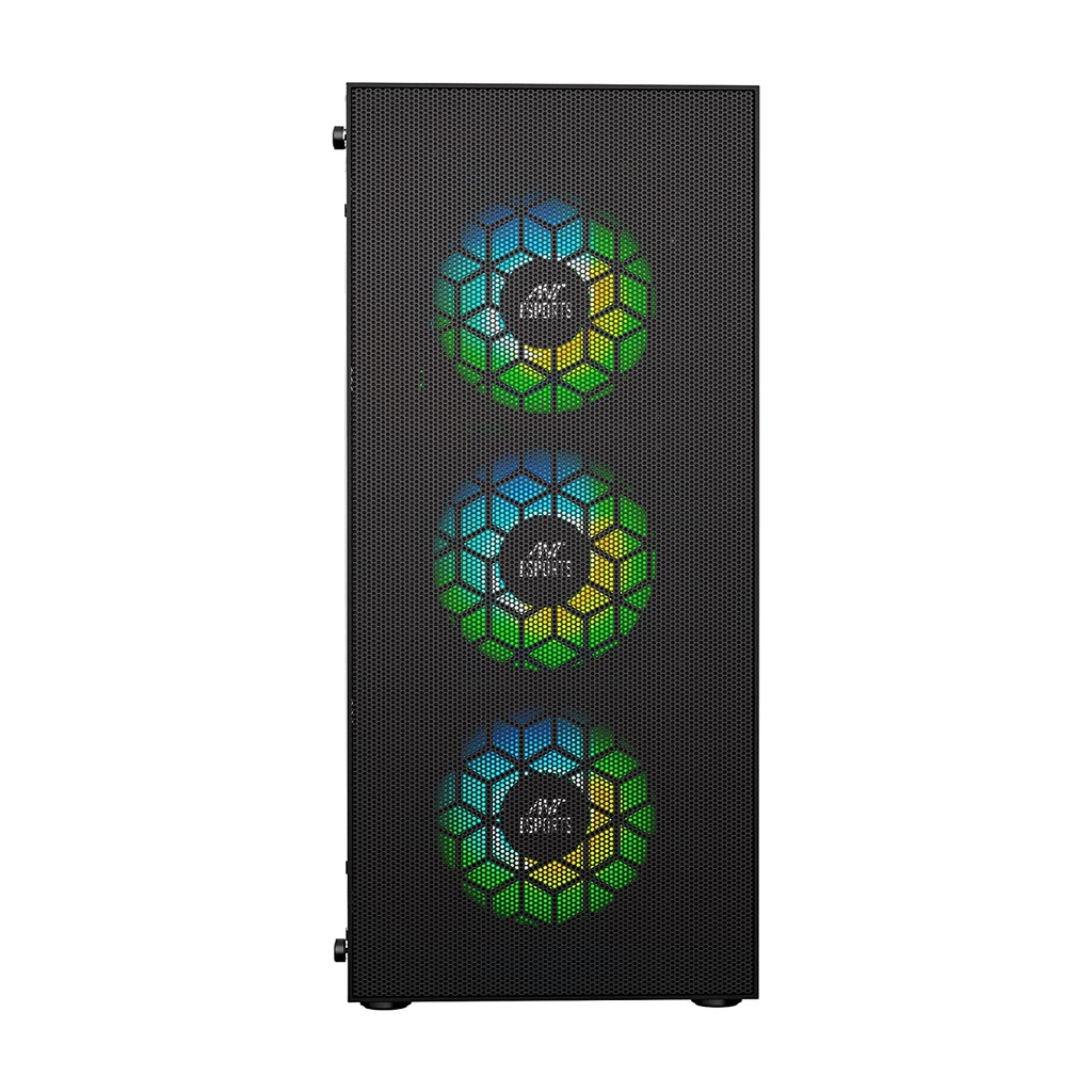 Ant Esports ICE-110 Mid Tower/Casing E-ATX, ATX, M-ATX, M-ITX Black Cabinet with 4*120MM STATIC ARGB Fans