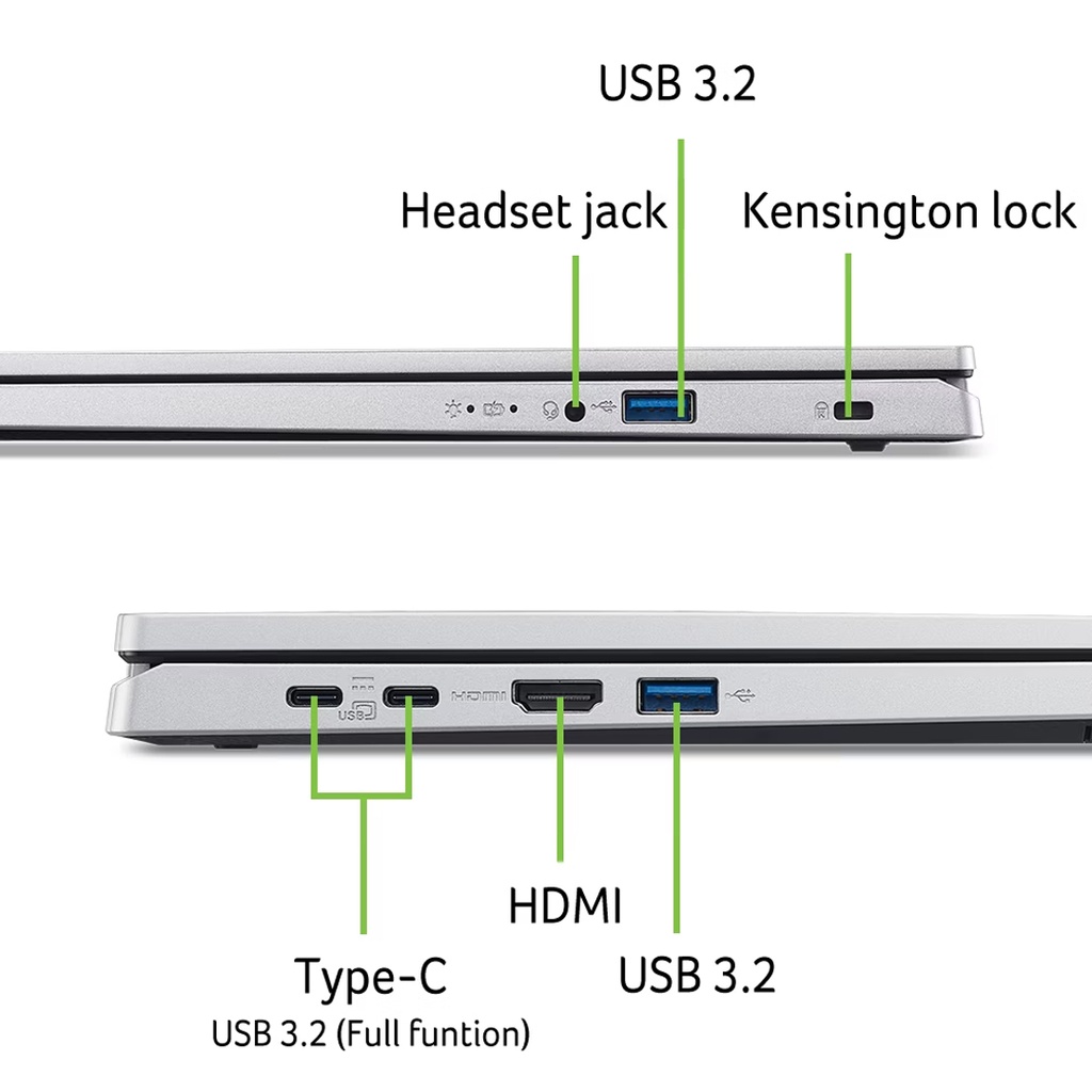 Acer Aspire Go 15 (AG15-21PT-R5GQ) AMD Ryzen 5 7520U | 8GB DDR5 RAM | 512GB SSD | AMD Radeon™ Graphics | 15.6" FHD IPS Touch Display | Windows 11 | Pure Silver | Laptop
