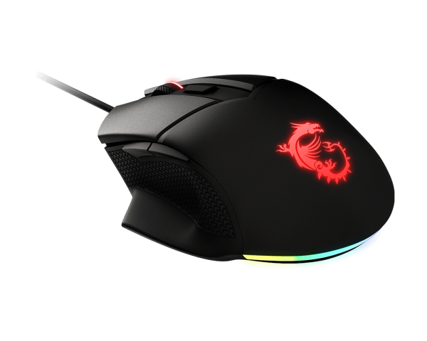 MSI Clutch GM20 Elite Gaming Mouse, 6400 DPI, 20M+ Clicks OMRON Switch, Optical Sensor, Adjustable Weights, Ergonomic Right Hand Design, RGB Mystic Light