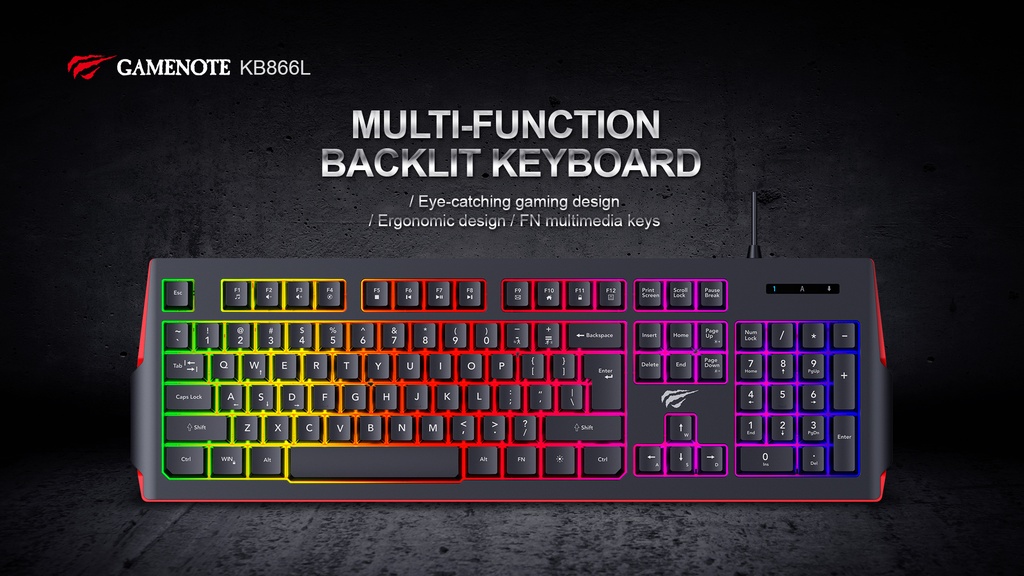 HAVIT KB866L Multi-function RGB Backlit Membrane Gaming Keyboard