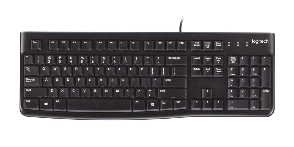 Logitech K120 Wired Keyboard for Windows, Plug and Play, Full-Size, Spill-Resistant, Curved Space Bar, Compatible with PC, Laptop - Black