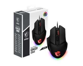 MSI Clutch GM20 Elite Gaming Mouse, 6400 DPI, 20M+ Clicks OMRON Switch, Optical Sensor, Adjustable Weights, Ergonomic Right Hand Design, RGB Mystic Light