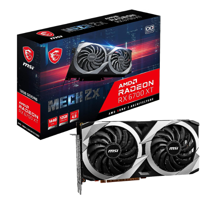 MSI Radeon RX 6700 XT MECH 2X 12G OC Gaming Graphics Card - 12GB GDDR6, 2620MHz, PCI Express 4, 192-bit, 3X DP v 1.4, HDMI 2.1 (Supports 4K &amp; 8K)