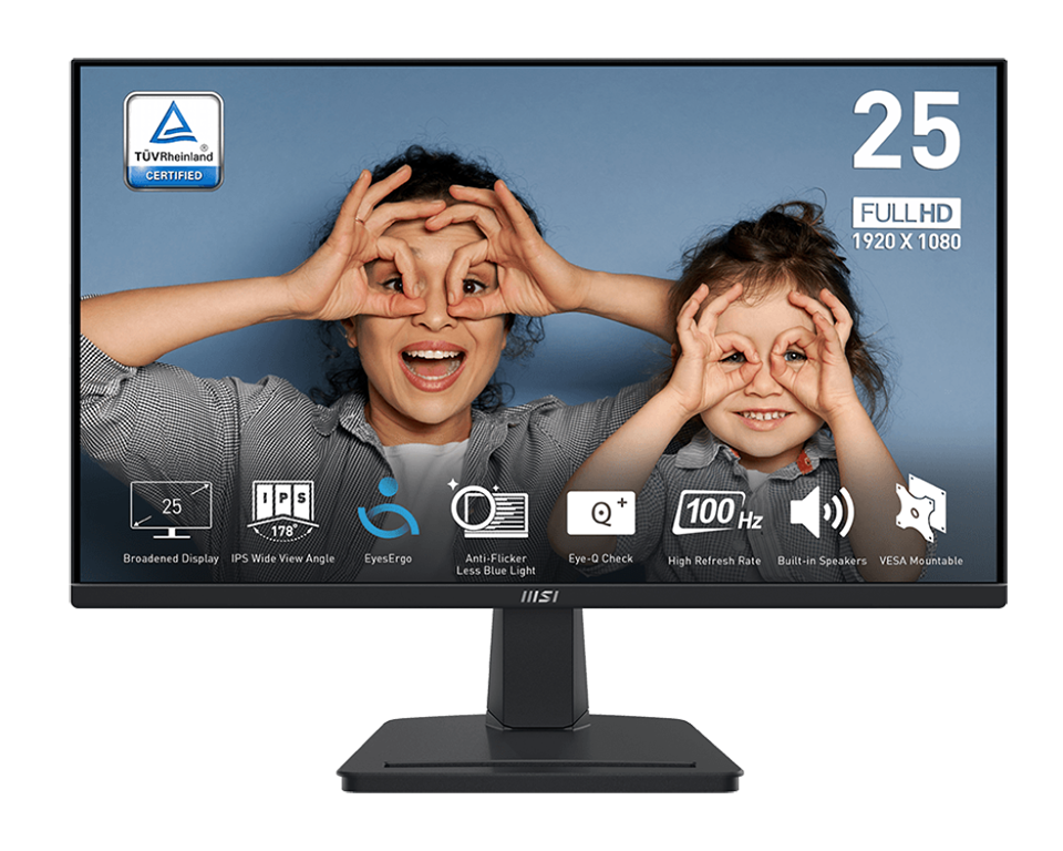 MSI PRO MP251 | 24"  FHD (1920x1080) | IPS Panel EyesErgo Business &amp; Productivity Monitor | 100Hz | 1ms (MPRT) 4ms (GTG) | VESA Mount | Built-in Speaker