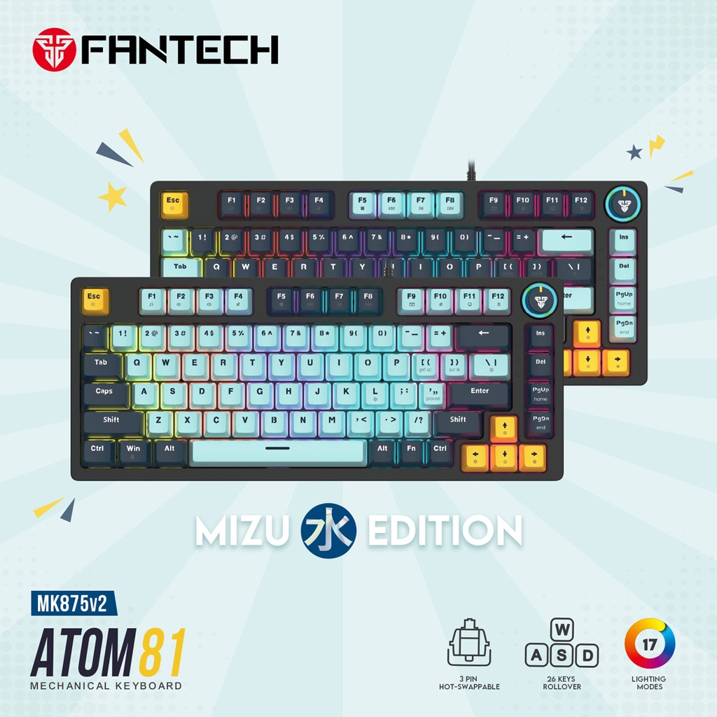 Fantech ATOM 81 MK875 V2 Wired Mechanical Gaming Keyboard Mizu Edition