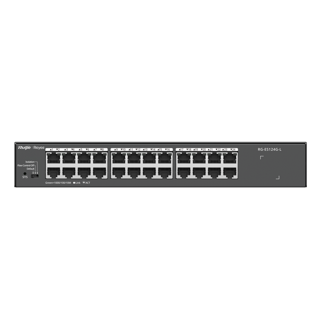 RUijie RG-ES124G-L, 24-Port 10/100/1000 Mbps Unmanaged Non-PoE Metal Switch