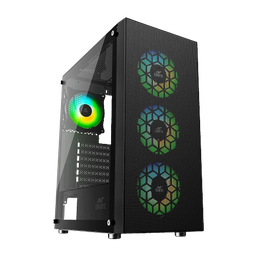 Ant Esports ICE-110 Mid Tower/Casing E-ATX, ATX, M-ATX, M-ITX Black Cabinet with 4*120MM STATIC ARGB Fans
