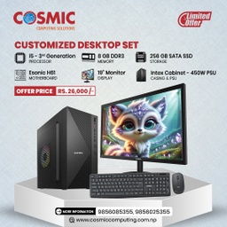 Intel i5 3rd Gen Desktop | 8GB DDR3 RAM | 256GB SATA SSD | CPU Cooling Fan | 19” HD Monitor | USB Keyboard &amp; Mouse | 450W PSU &amp; Intex Cabinet | 6-Month Warranty